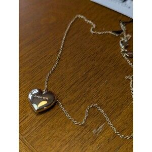Coach Heart Pendant Charm Necklace Gold